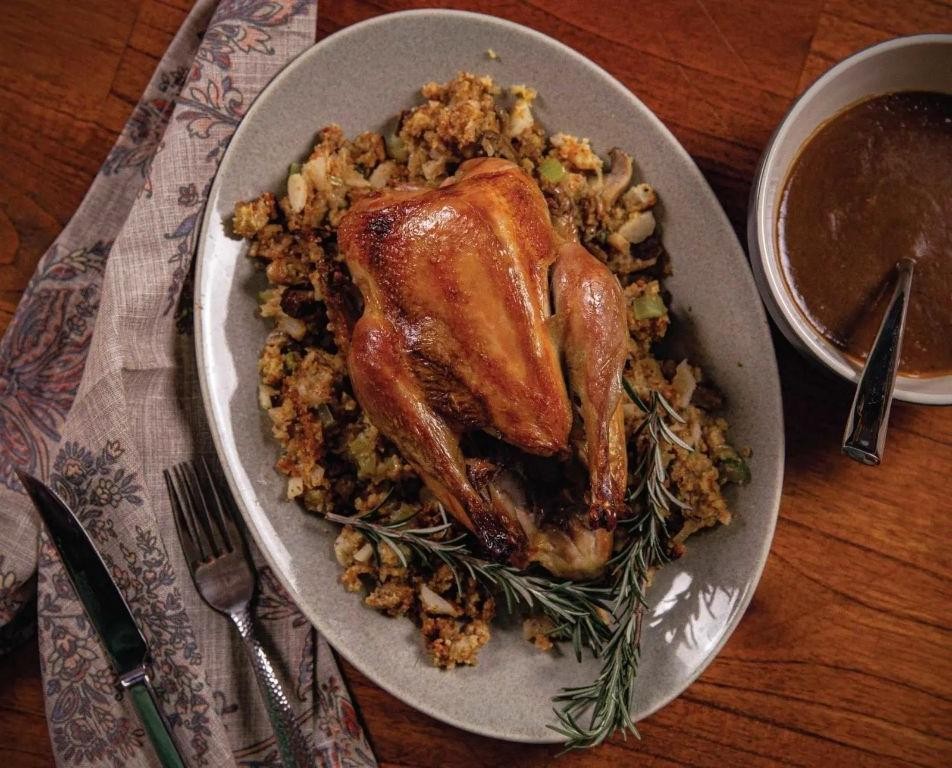 Smoked Pheasant and Cornbread Stuffing