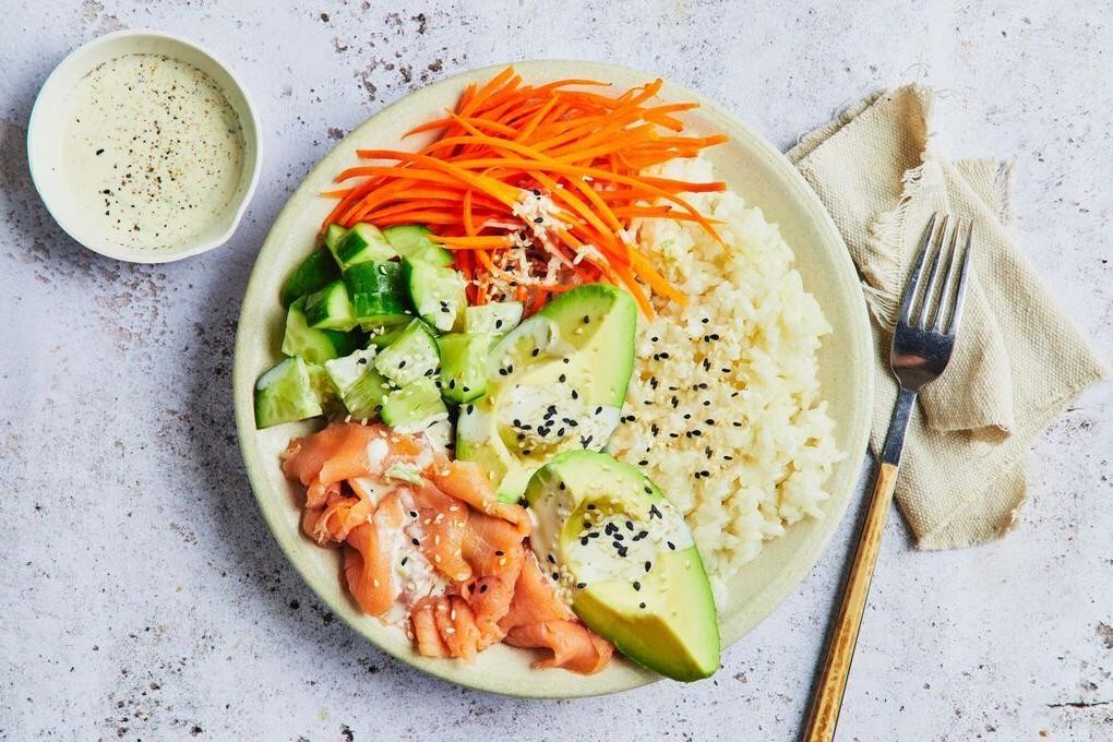 Smoked Salmon Sushi Bowls with Avocado and Cucumber