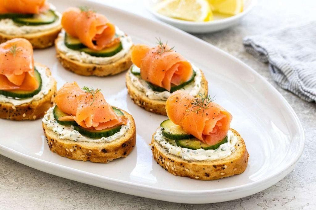 Smoked Salmon and Cottage Cheese Crostini