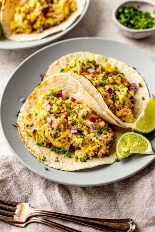 Smoked Salmon and Scrambled Egg Breakfast Tacos