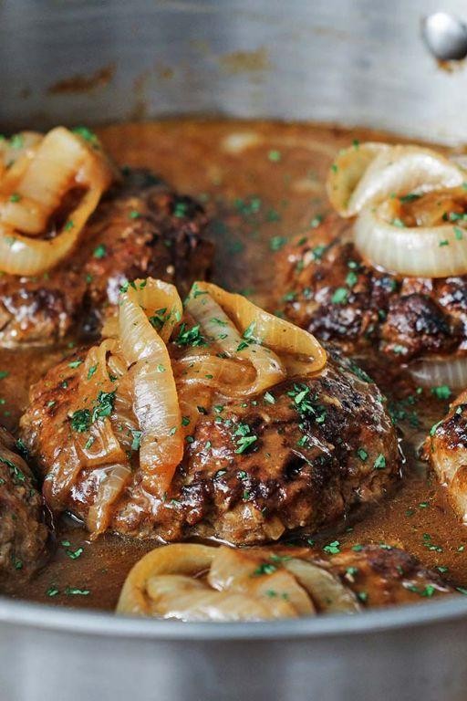 Smoky BBQ Hamburger Steak with Caramelized Onions