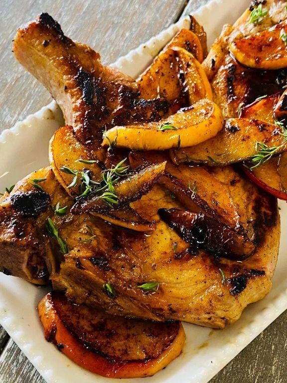 Smoky Blackstone Pork Chops with Apple Glaze
