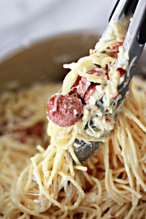 Smoky Kielbasa Carbonara