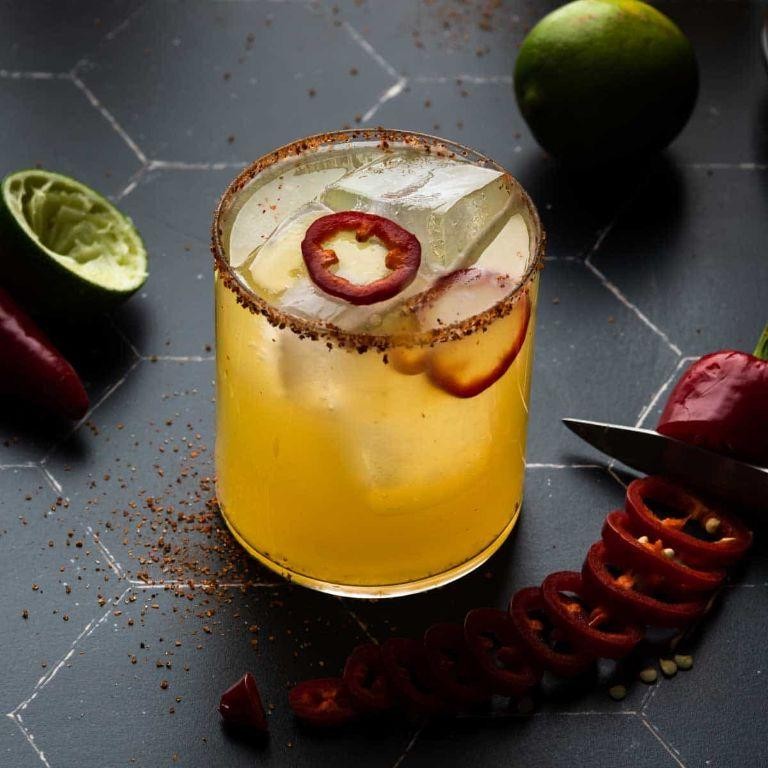 Smoky Mezcal Margarita with Chili Salt Rim