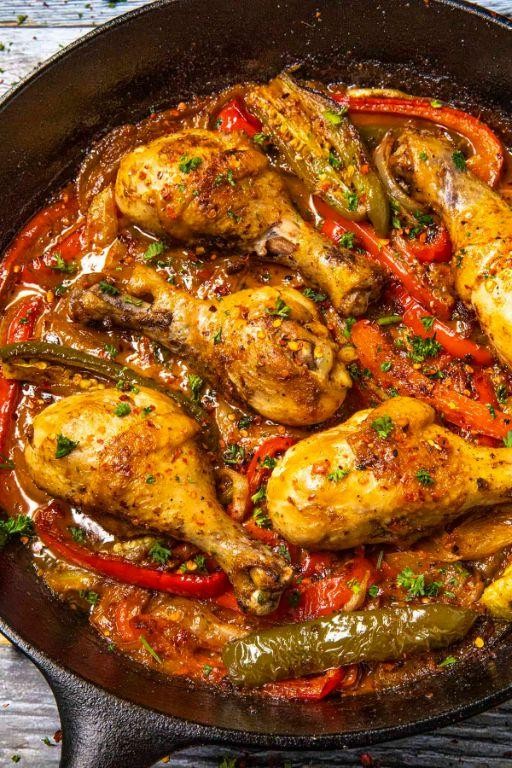 Smoky Paprika Chicken Drumsticks with Bell Peppers