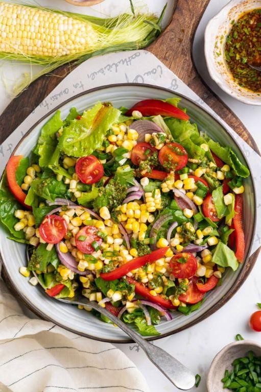 Smoky Paprika Pea Salad with Grilled Corn