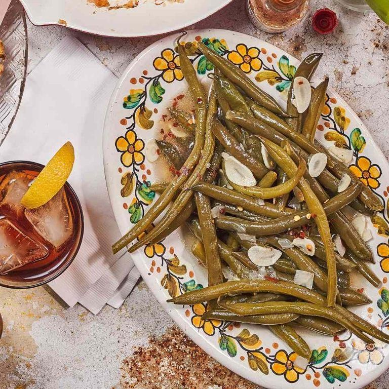 Soft-cooked green beans