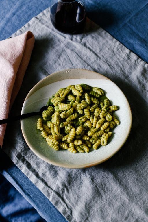 Sorrel Pesto Pasta with Pine Nuts