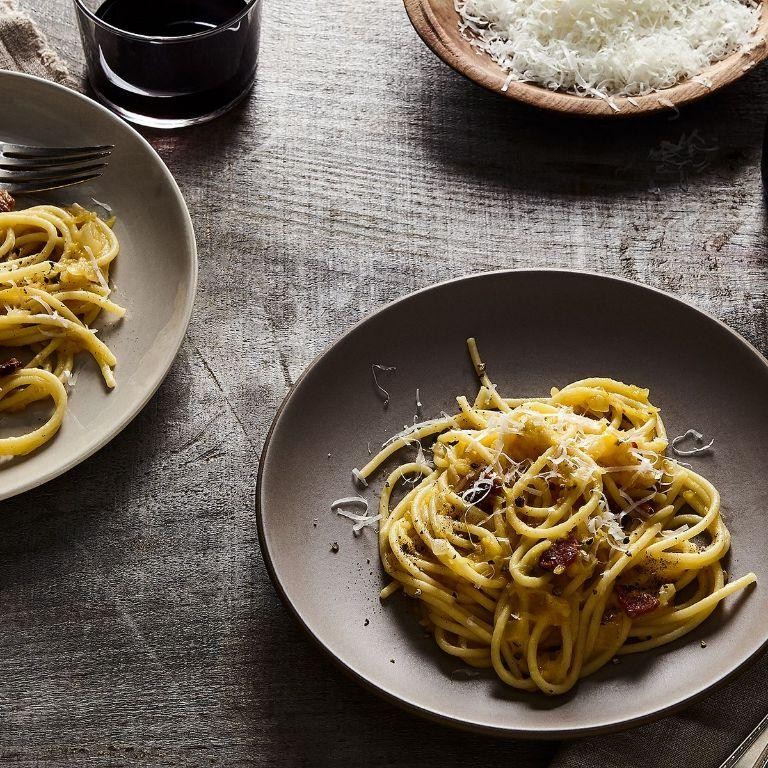 Spaghetti with Italian Squash and Pancetta