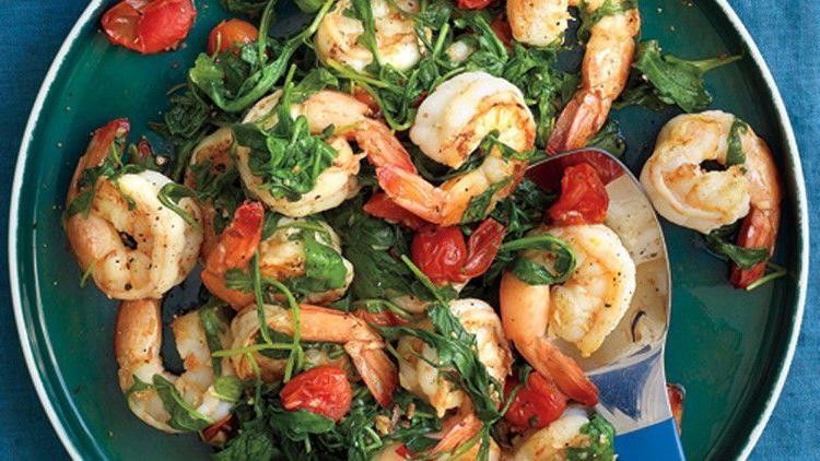 Spicy Arugula and Shrimp Stir-Fry