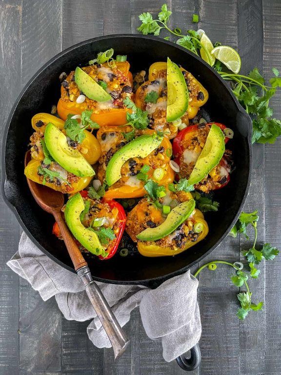 Spicy Black Bean and Corn Stuffed Peppers