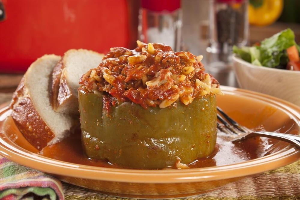 Spicy Ground Beef and Orzo Stuffed Peppers