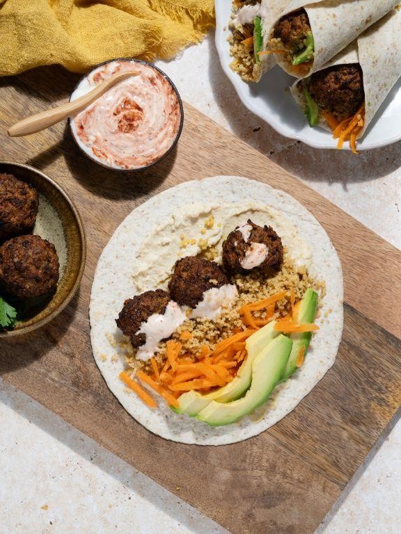 Spicy Harissa Falafel Wraps