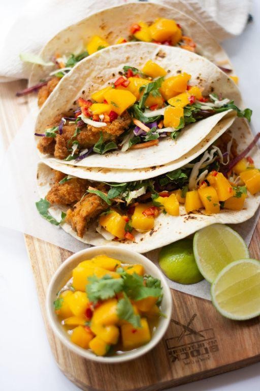 Spicy Mango Lime Fish Tacos