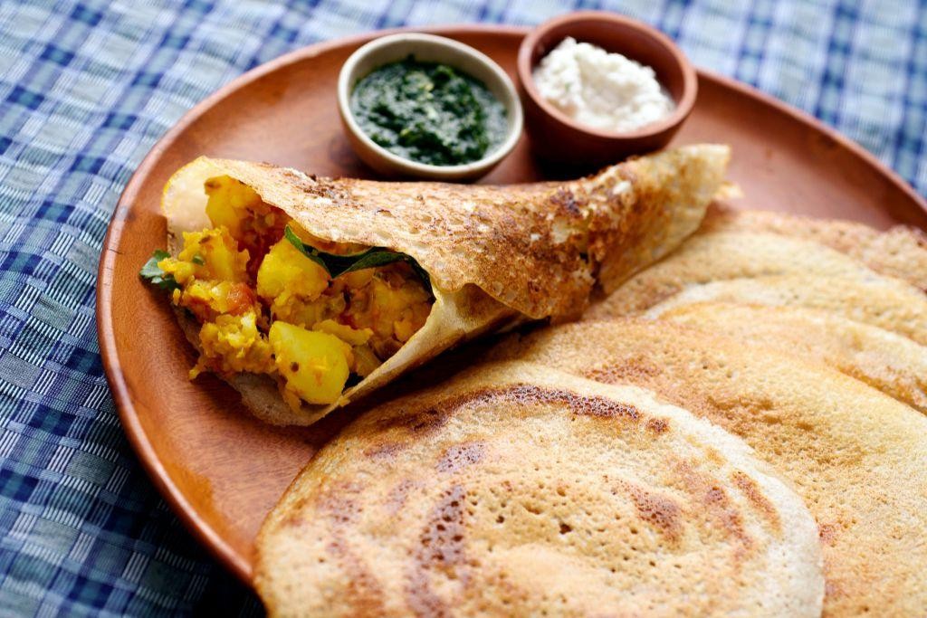 Spicy Masala Oat Dosa with Potato Filling