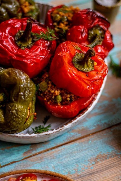 Spicy Millet Stuffed Bell Peppers