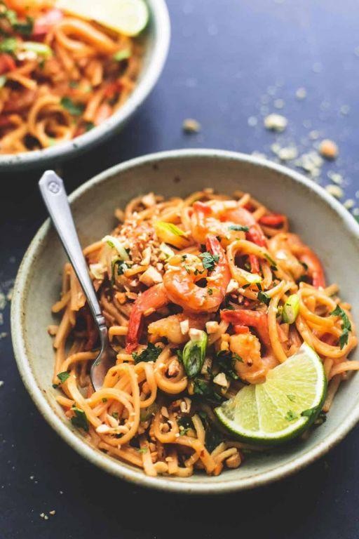 Spicy Shrimp Pad Thai with Peanuts