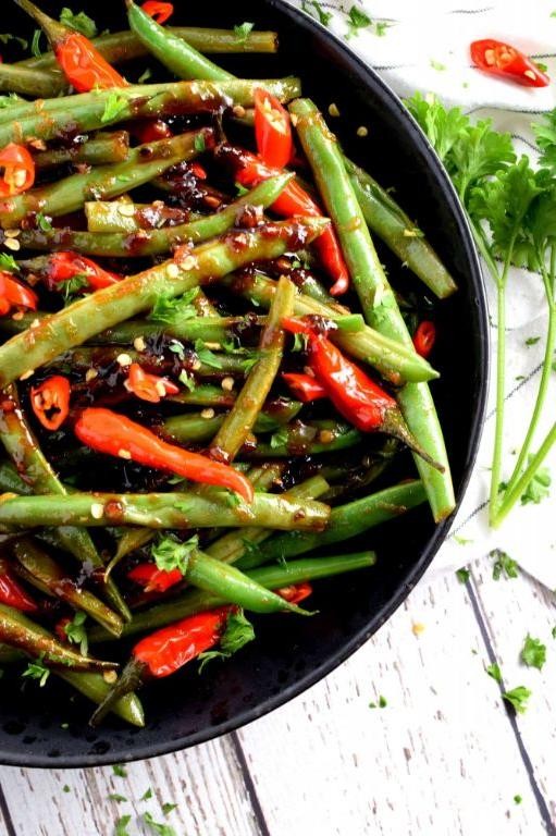 Spicy Szechuan Green Beans and Carrots