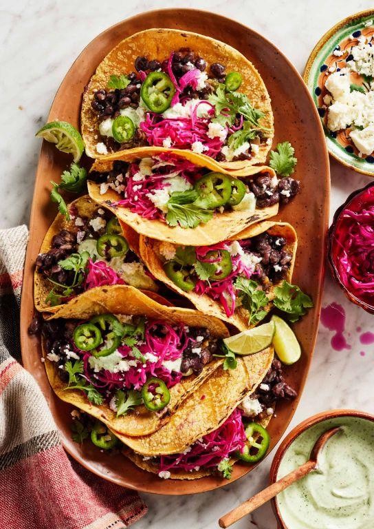 Spicy Vegan Cabbage and Black Bean Tacos