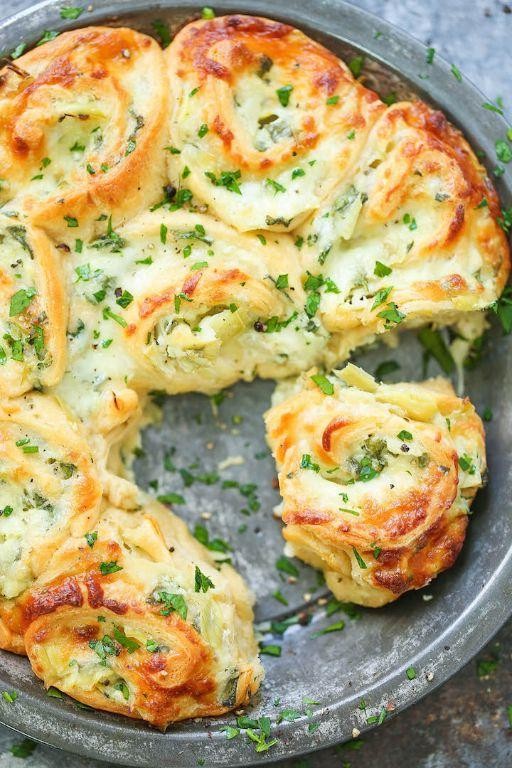 Spinach and Artichoke Crescent Roll Pinwheels