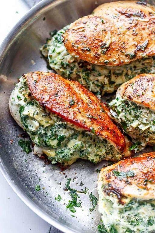 Spinach and Artichoke Stuffed Chicken Bake
