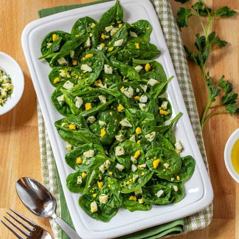 Spinach and Egg Salad with Lemon Dressing