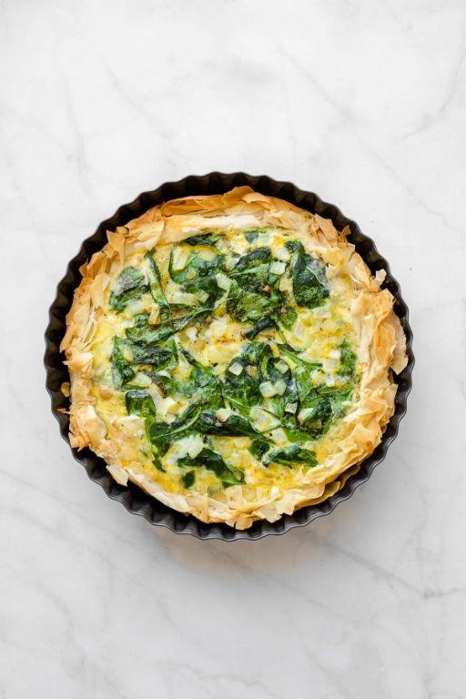 Spinach and Feta Quiche with Phyllo Crust