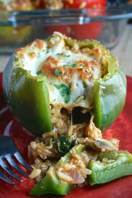 Spinach and Mushroom Stuffed Bell Peppers