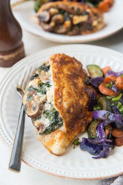 Spinach and Mushroom Stuffed Chicken