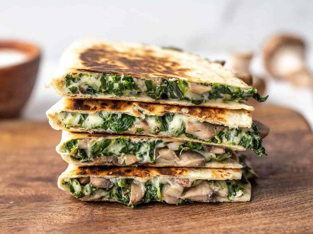 Spinach and Mushroom Vegan Quesadillas