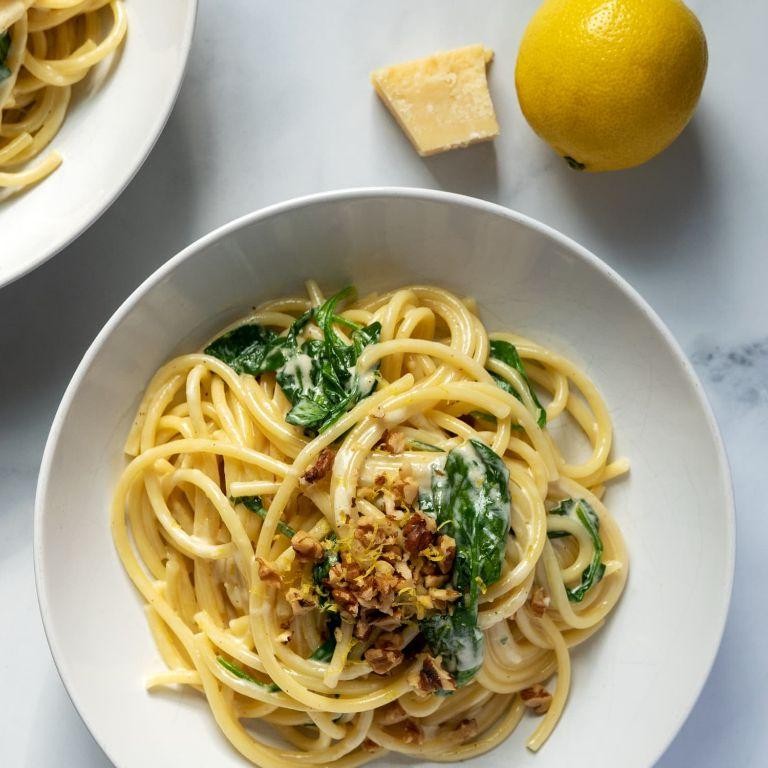 Spinach and Parmesan Pasta with Lemon Zest