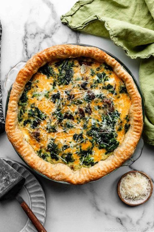 Spinach and Parmesan Quiche with Garlic Butter Crust