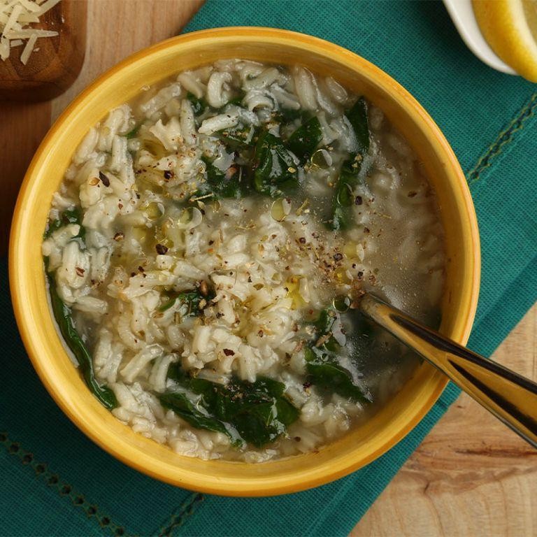 Spinach and Rice Soup with Parmesan