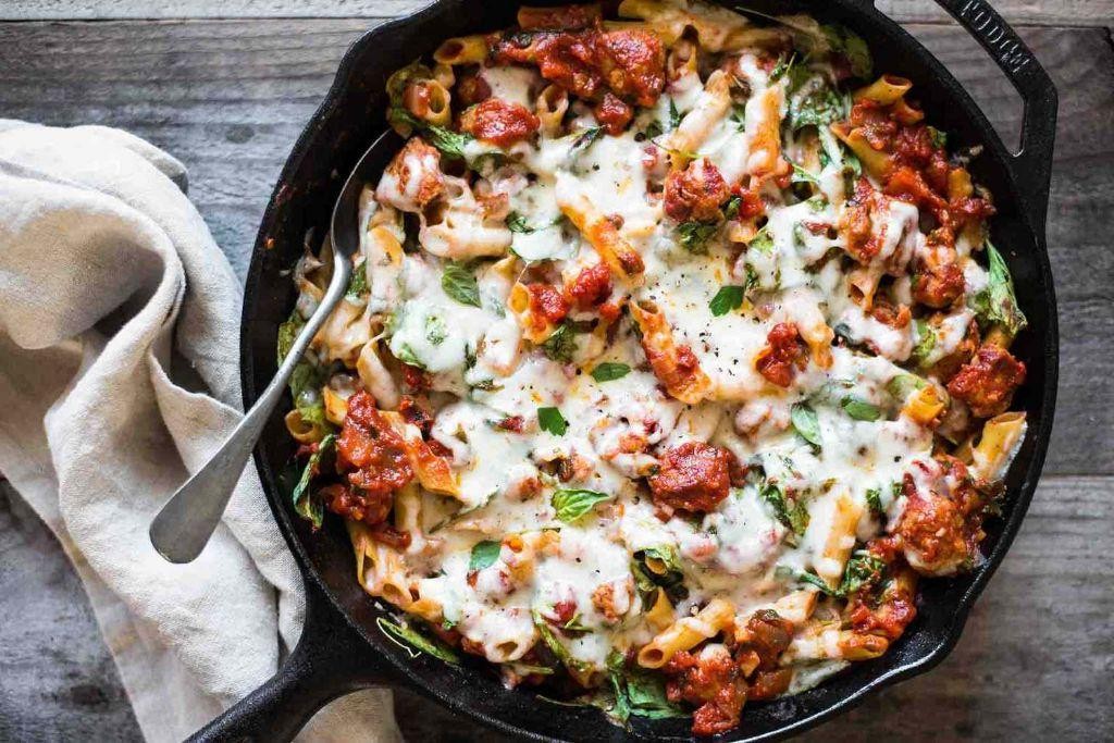 Spinach and Sausage Pasta Skillet