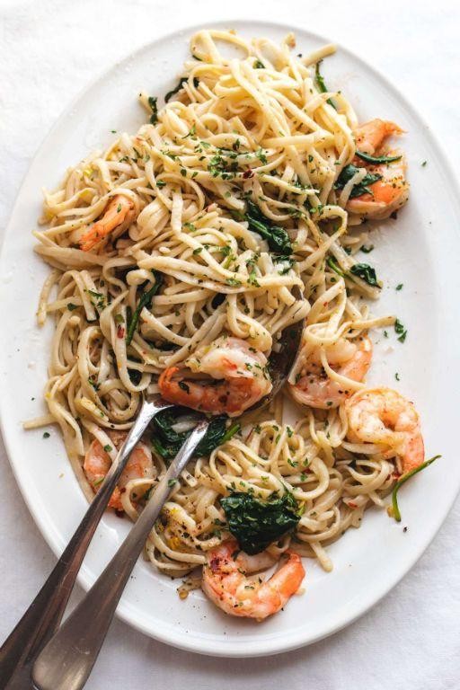 Spinach and Shrimp Scampi Pasta