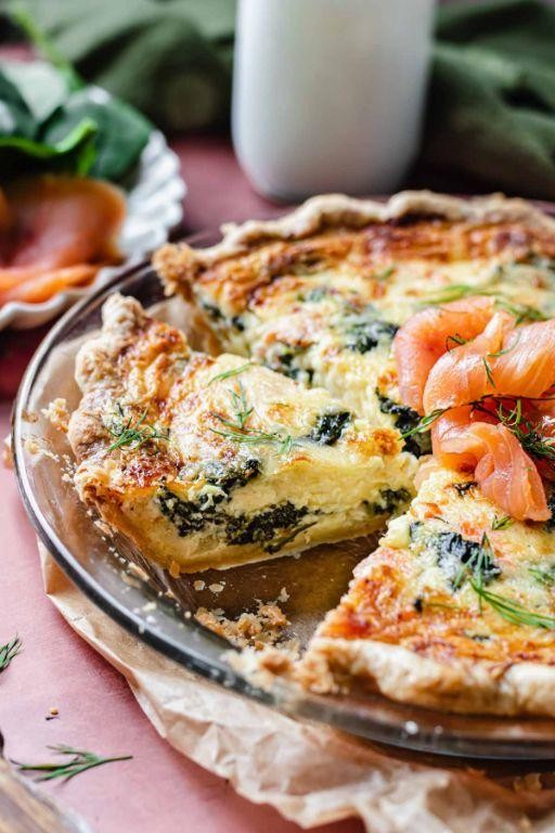 Spinach and Smoked Salmon Quiche with Dill