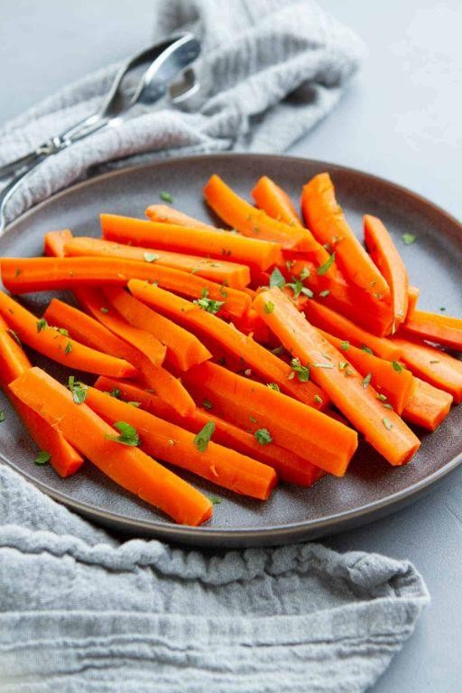 Steamed carrot batons