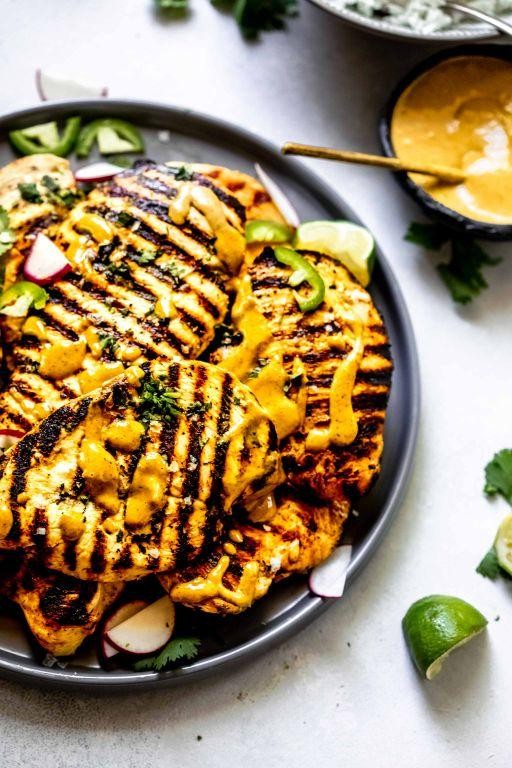 Stove-Grilled Chicken with Spicy Peanut Sauce