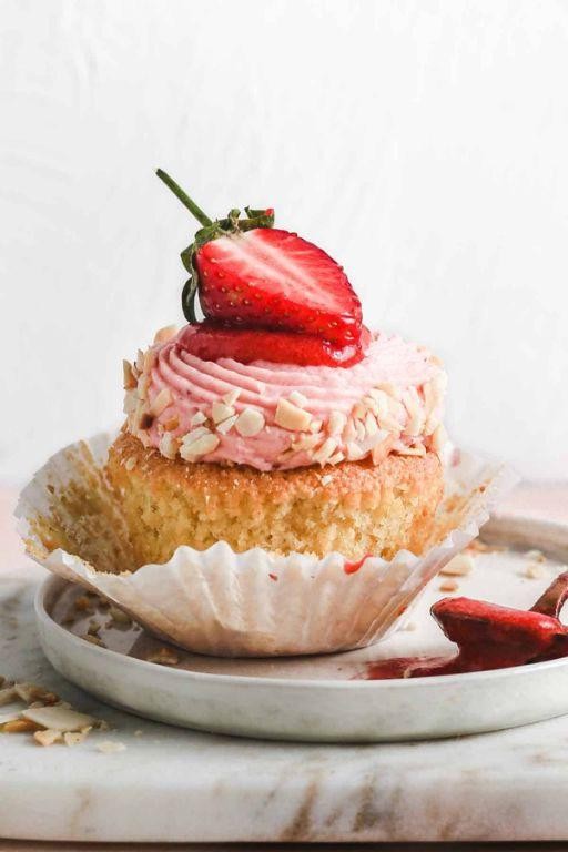 Strawberry Almond Cupcakes