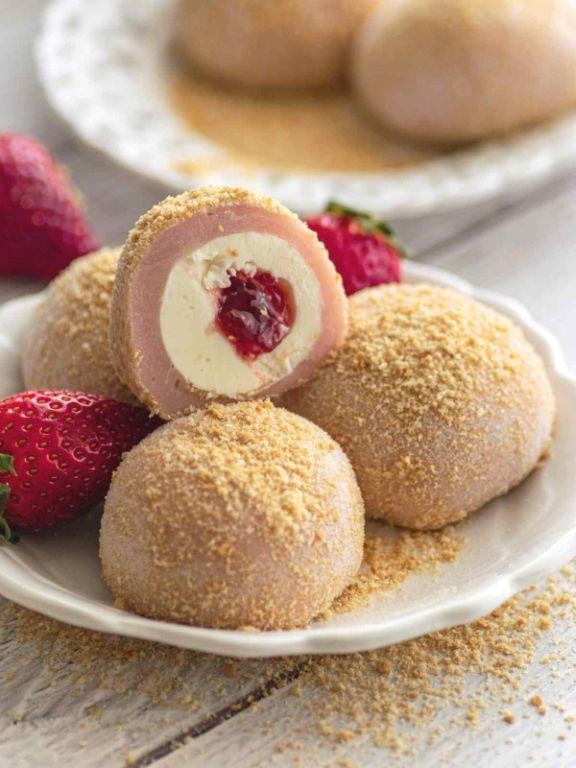 Strawberry Cheesecake Mochi Balls