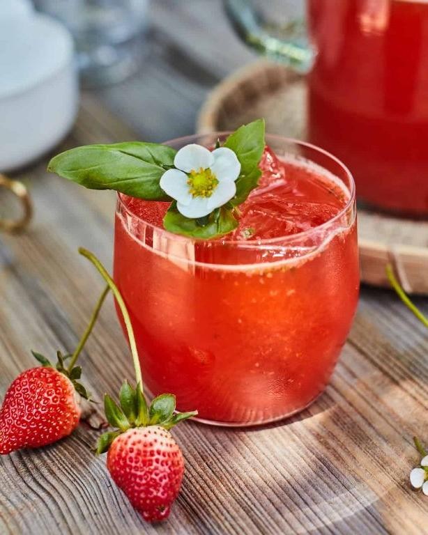 Strawberry Limeade with Fresh Basil