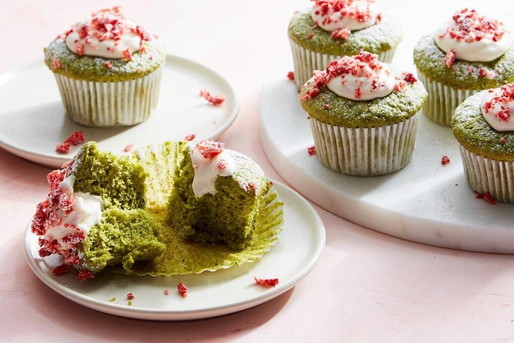 Strawberry Matcha Cupcakes
