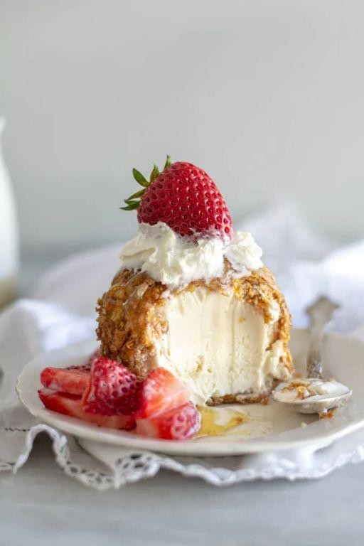 Strawberry Shortcake Fried Ice Cream