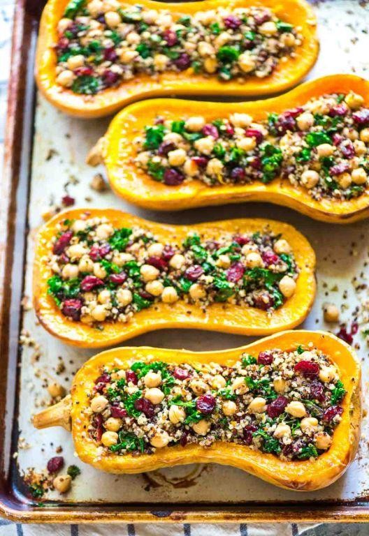 Stuffed Hubbard Squash with Quinoa and Kale