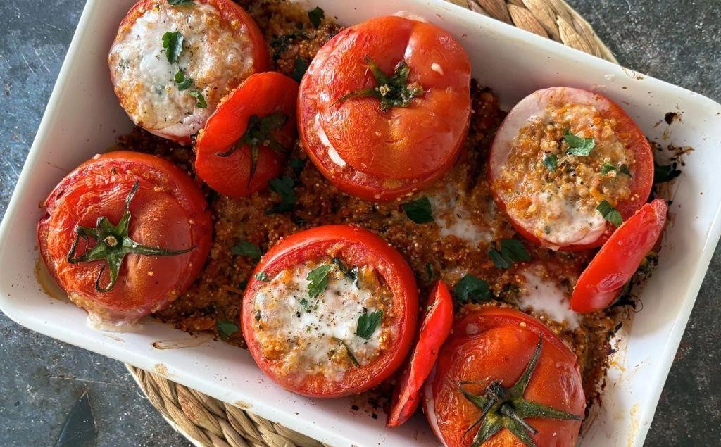Stuffed Roma Tomatoes with Quinoa and Feta