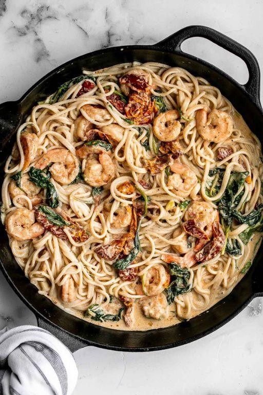 Sun-Dried Tomato Chicken and Shrimp Pasta