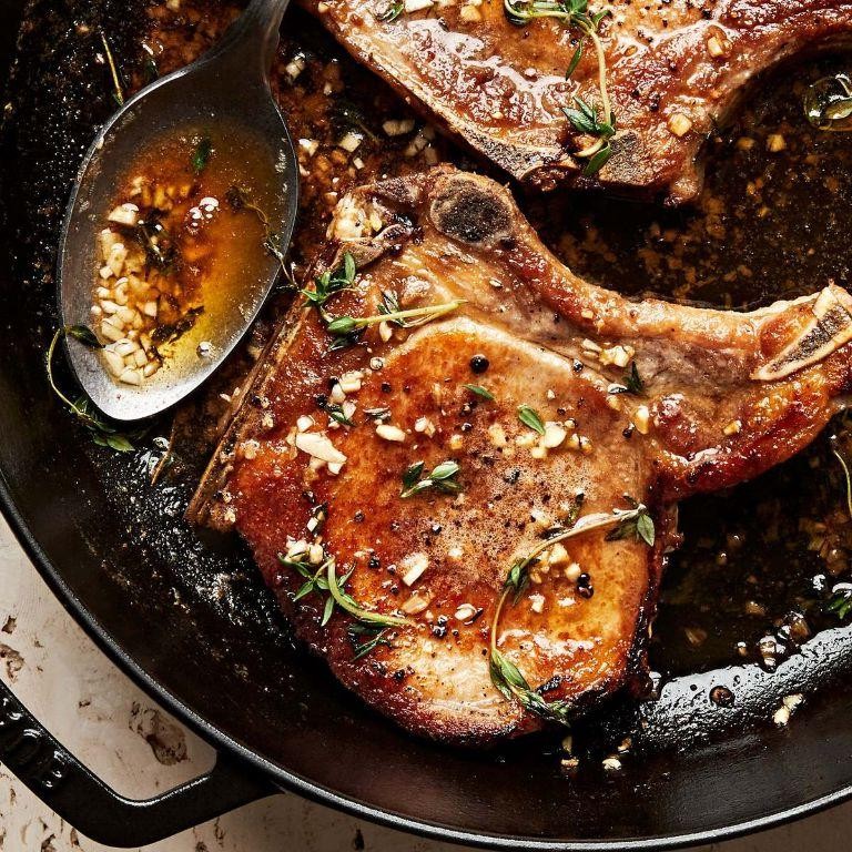 Sweet Garlic Butter Pork Chops