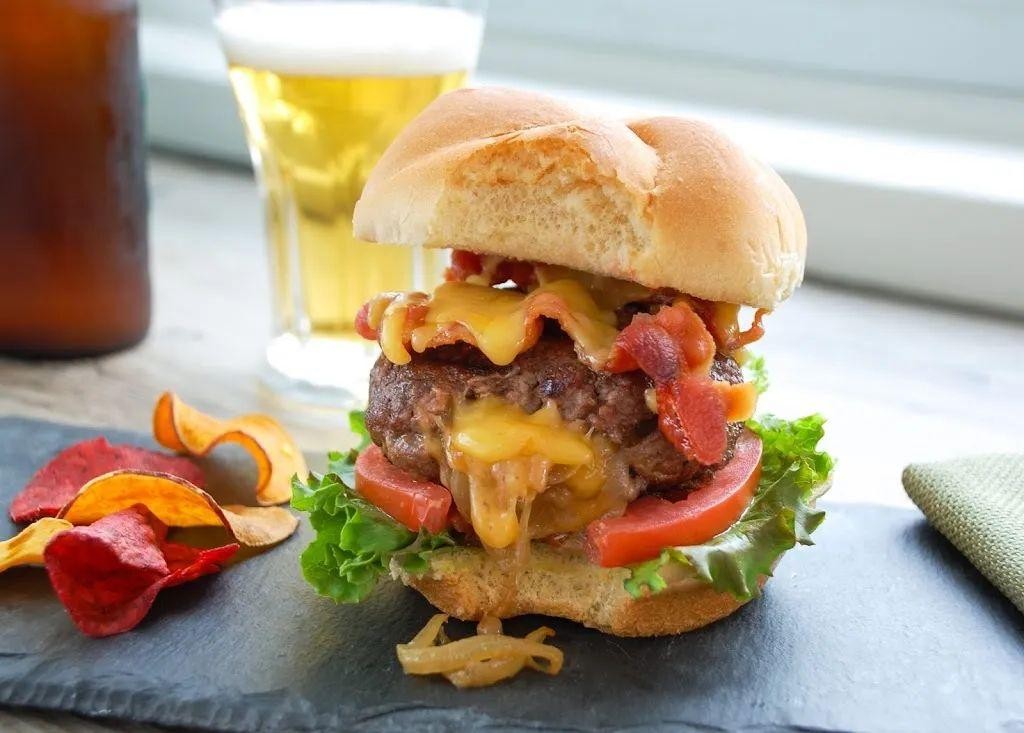Sweet Onion and Cheddar Stuffed Burgers