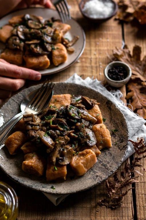 Sweet Potato Gnocchi with Mushroom Ragout