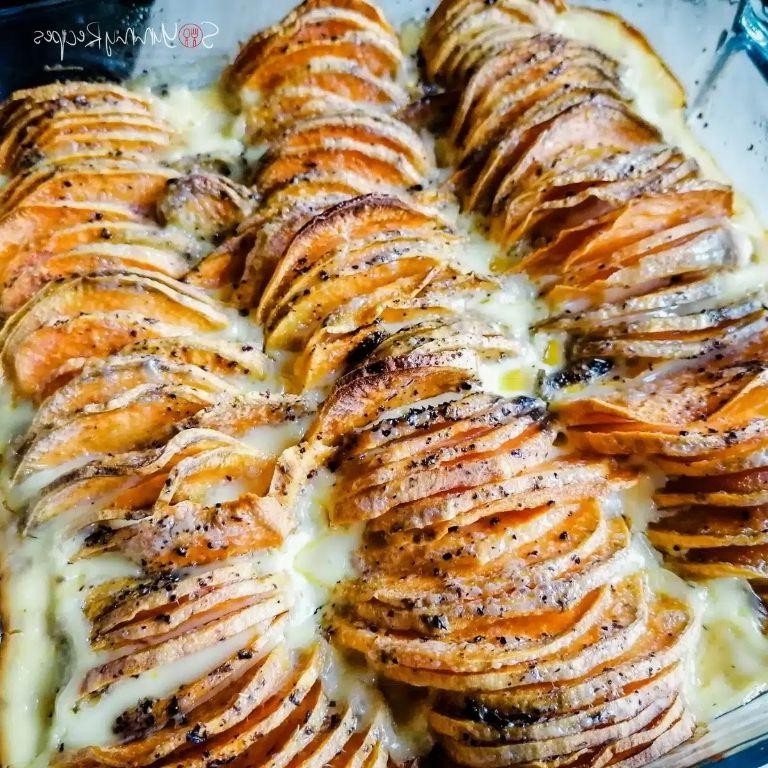 Sweet Potato Microwave Casserole with Cheese